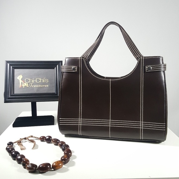 BROWN GENUINE LEATHER BAG - Picture 1 of 8
